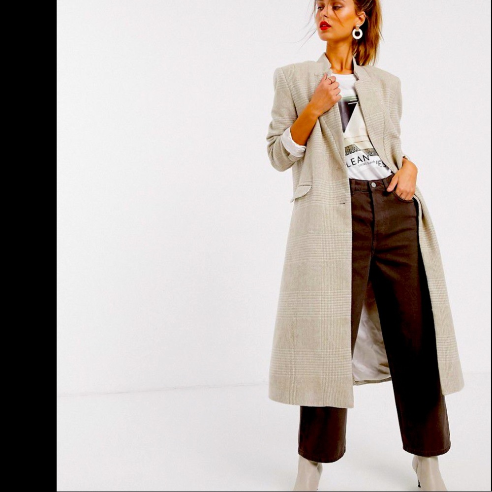 Unique21 check coat in oatmeal